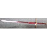 Sixteen century large two handed sword, the ricasso covered in simulated leather and with brass