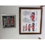 Formula One - a print by Stuart McIntyre titled 'A Tribute to Ferrari', together with a framed set