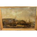 Print of Dover Harbour, 48.5cm x 75cm, in gilt frame