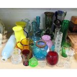 Small quantity of coloured glassware