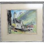 Margaret Morcom, watercolour titled Loeh Norway, signed, 21.5cm x 26cm, with label verso, framed and