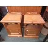 Pair of pine bedside cabinets 62cm x 43cm x 31cm