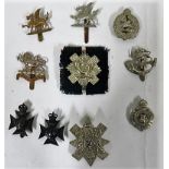 Ten badges to include the 8th Hampshire Regiment Isle of Wight Rifles; the 5th, 6th and 7th