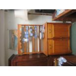 Pine dresser, the base with two drawers above two cupboards, with open shelf unit above, 187cm x