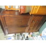 19th mahogany linen press, the base with two short drawers above two long drawers, the top with