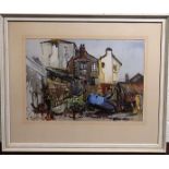 Margaret Morcom, watercolour titled, Portloe 1975, signed, 36cm x 53cm, with label verso, framed and