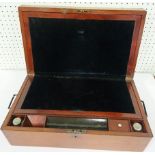 19th century mahogany writing slope, with handles to each side, the top with a silver plated
