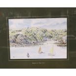 John Dyke, a watercoloue of Readymoney Cove, Fowey, Cornwall, 24cm x 35cm, framed