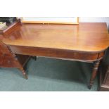 One light Mahogany hall table with rounded corners to front on four legs 72 x 115 x 60