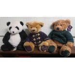 Three Harrods Christmas Teddy Bears, each dated to a foot to include the following years 1993,