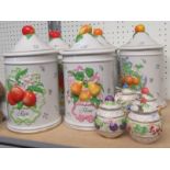 Five large Cordon Bleu storage jars for Flour, Rice, Tea, Sugar and Coffee together with four