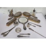 Collection of silver and plated items to to include a pair of cloth brushes etc