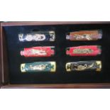 Cased set of six Fanklin Mint pen knives