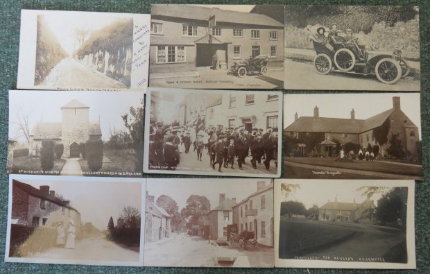 Collection of nine black and white postcards relating mainly to Nether Stowey in the County of