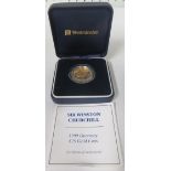 Sir Winston Churchill, 1999 £25 Gold Coin, cased and with certificate of authenticity