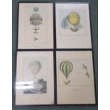 Five prints of balloons each titled Glov fair pour etre ditige c. 1785; Ascent of James Sadler at