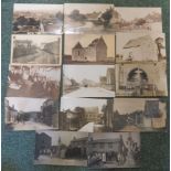 Collection of fourteen black and white postcards relating to the Middlezoy, Mear and Moorlynch in