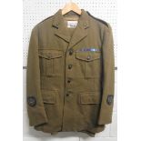 An army No 2 dress uniform, together with trousers, both size 23, with black buttons and collar