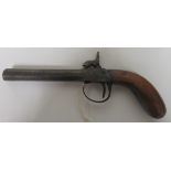 A percussion pocket pistol, the barrel 10cm long Condition: Some minor rust and pitting, the