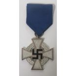 The Faithful Service Cross 25 years, complete with blue ribbon Condition: Some minor wear to the