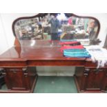 Victorian Mahogany breakfast twin pedestal sideboard with centre drawer over kneehole, pedestals