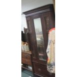 One wardrobe with painted detail and dressing table with tri-fold mirror