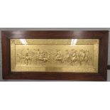 19th Century gilt relief plaque, The Canterbury Pilgrimage, signed Samuel Henning Sculpture after T.