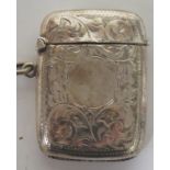 Victorian hallmarked silver vesta case with engraved decoration, hallmarked for Birmingham 1894,