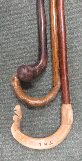 Collection of three walking sticks