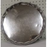 A presentation silver salver to Lieutenant Colonel Austin Hubert Wightwick Haywood as a mark of