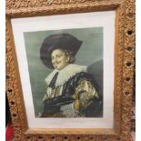 After Frans Hals - a print titled The Laughing Cavilier in gilt frame, 49cm x 39cm