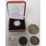 Collection of coins to include a 1999 United Kingdom Silver Piedfort One Pound Coin, cased and