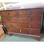 A Mahogany chest of drawers with three long and two short drawers on four feet 108 x 120 x 54