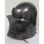 14th century helm, very heavy with quilted lining and moveable visor Part of a collection of