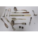 Collection of silver and silver plated flatware, gross weight of silver 1.3ozt, a pair of hallmarked