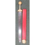 A Roman Gladius with red leather scabbard Part of a collection of reproduction ancient weapons and