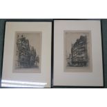 Two etchings each signed in pencil E. ?Sharland depicting ?Holborn and St. Peter Hospital, each 33.