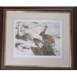 After Steven Townsend, a signed limited edition print no 116/300, of a rabbit in snow, 25cm x 31.