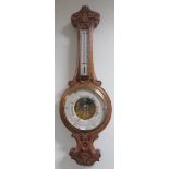 J. Price, Birmingham, oak cased barometer and thermometer