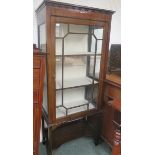 Edwardian glazed display cabinet, 147cm x 60.5cm x 30cm