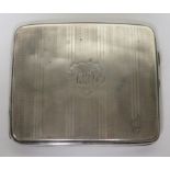 Silver cigarette case with engine turned design, hallmarked for Birmingham, 1924, weight 4ozt