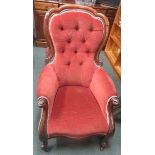 Late Victorian button back armchair