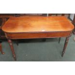 Mahogany hall table with rounded corners to front on four legs 72cm x 115cm x 60cm