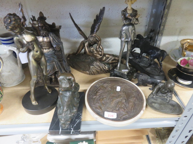 Quantity of bronze and pewter figurines