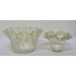 Two Victorian oil lamp shades, to include a opalescent shade, and a yellow shade