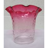 Victorian cranberry glass shade for an oil lamp