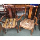 Pair of armchairs with wicker seats