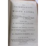FORBES, Francis - The Improvements of Wastelands - 1778, full calf but boards disbound