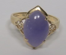 A marked 585 gold mauve cocktail ring, with makers mark QVC, Birmingham, ring size S, gross weight