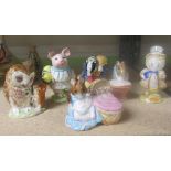 Collection of six Beatrix Potter figurines to include Old Mr Brown, Hunca Munca, Anna Maria, Amiable